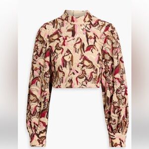 NWT FARM RIO Cropped Guipure Lace Blouse